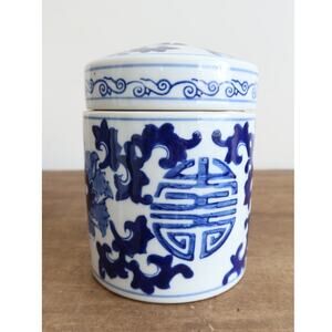 Blue and White Chinoiserie Candle Lidded Canister by The French Bee & Co